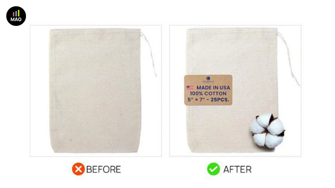 Before and after Amazon main image demonstrating contrast and framing improvements