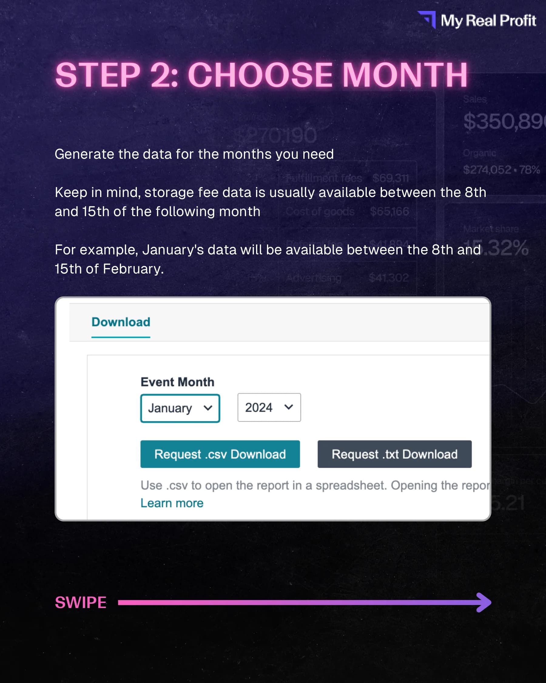Monthly Storage Fees report month selector in Seller Central