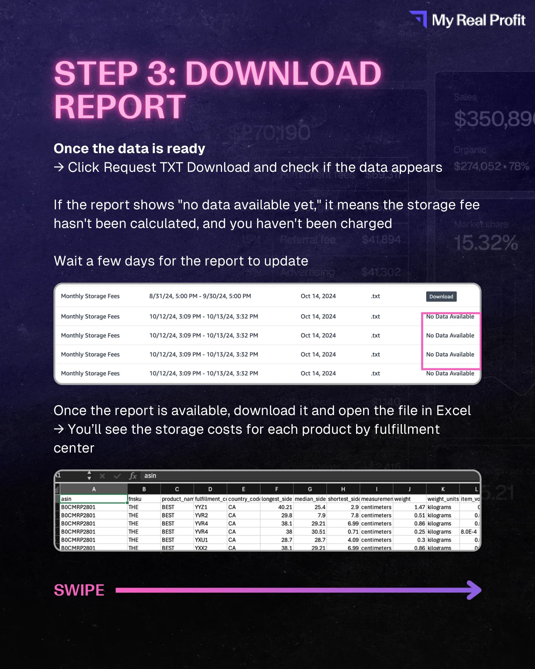 Request TXT Download for Amazon Monthly Storage Fees report