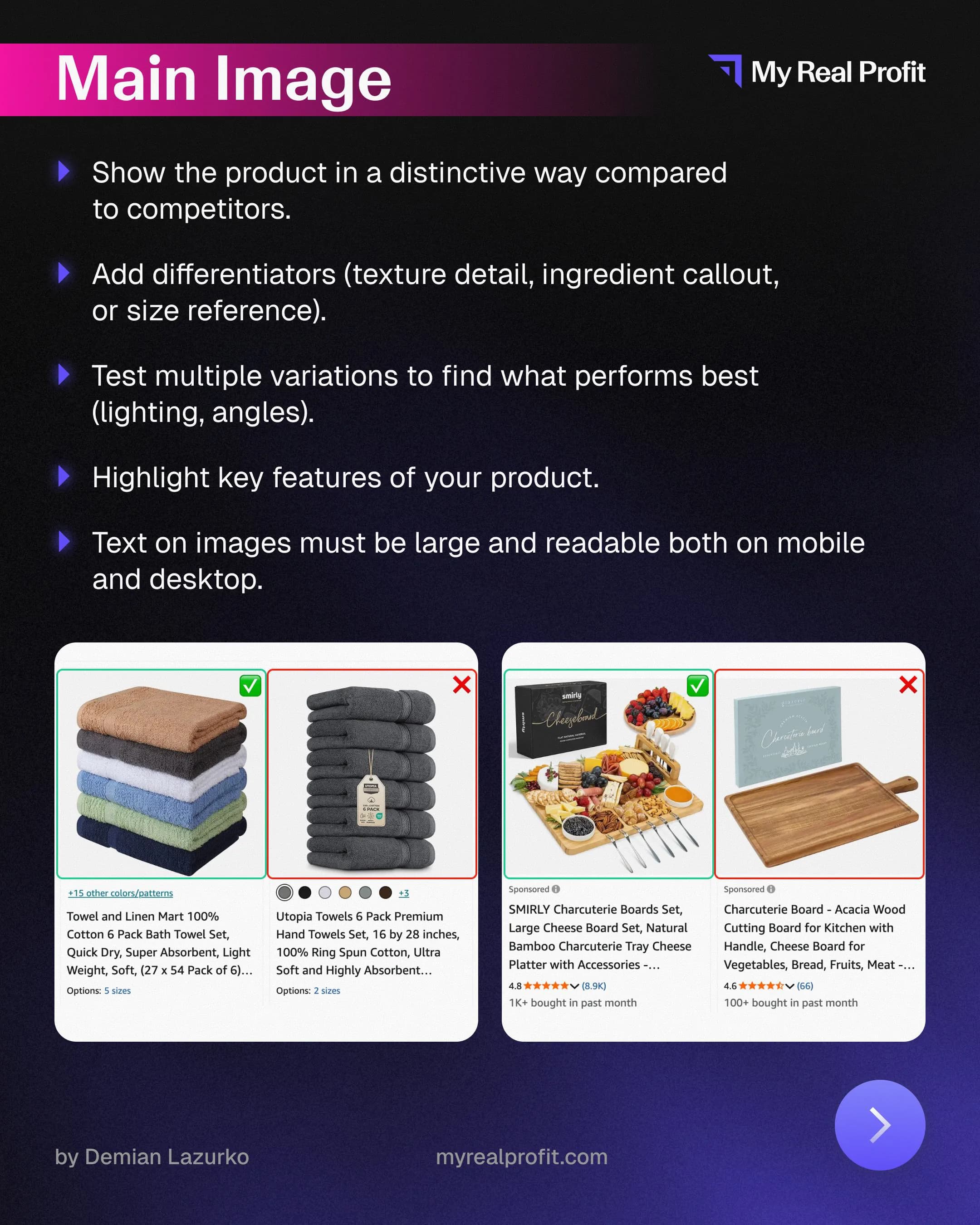 Amazon listing optimization guide slide on title structure and keyword placement